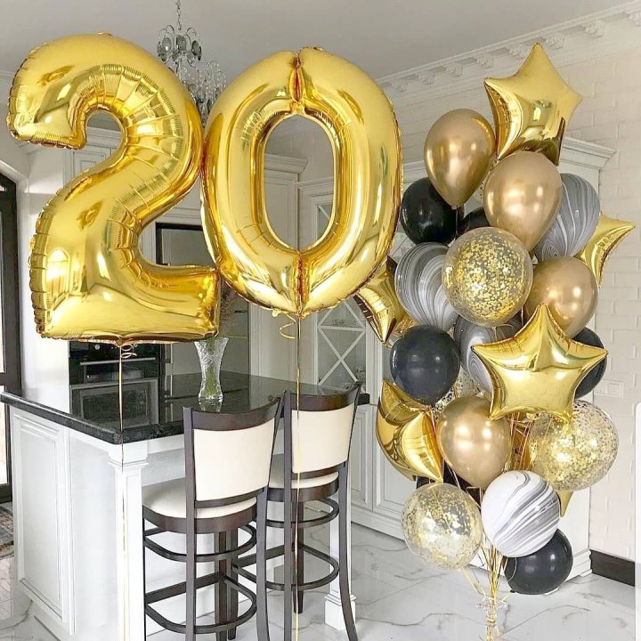 Фольгированный шар Золотая Цифра в Омске