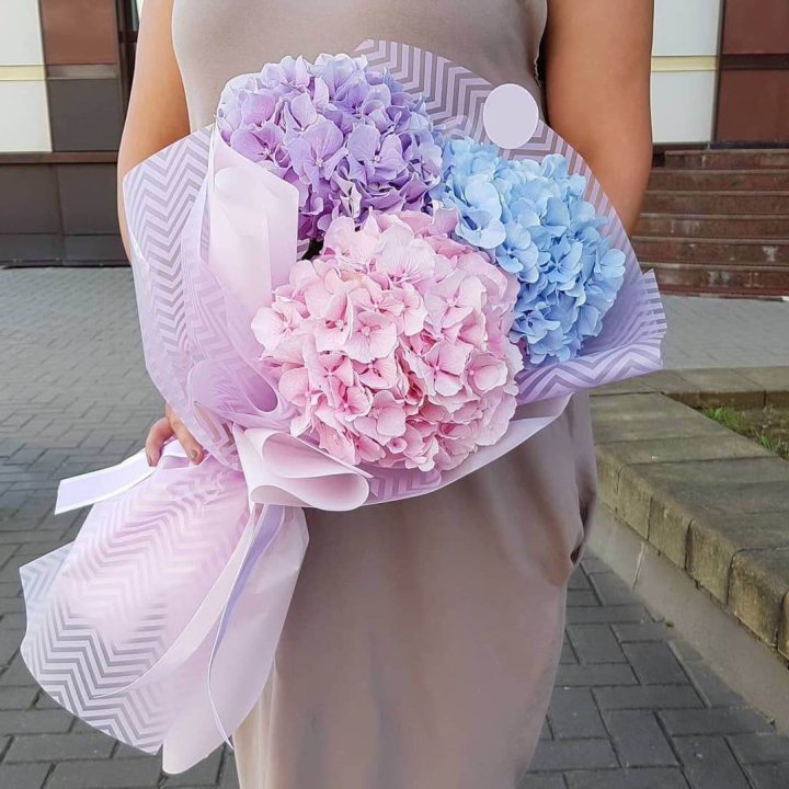 Букет гортензий "Пуф" в Омске