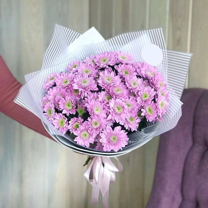 Букет розовых хризантем в Омске