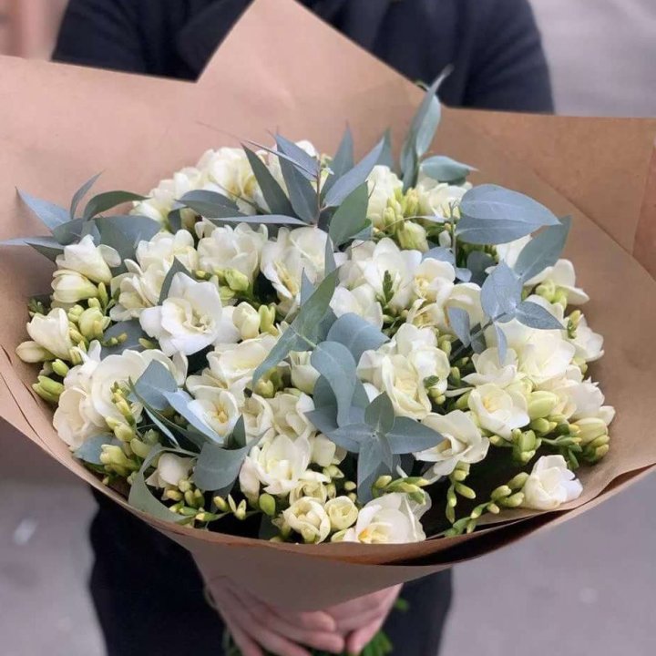 51 фрезия с эвкалиптом в Омске