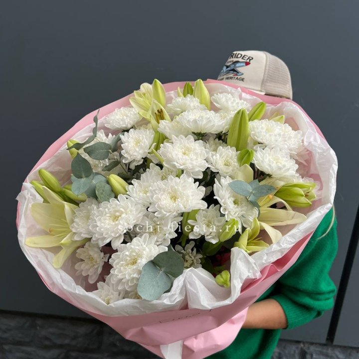  Букет  хризантемы и лилии в Омске