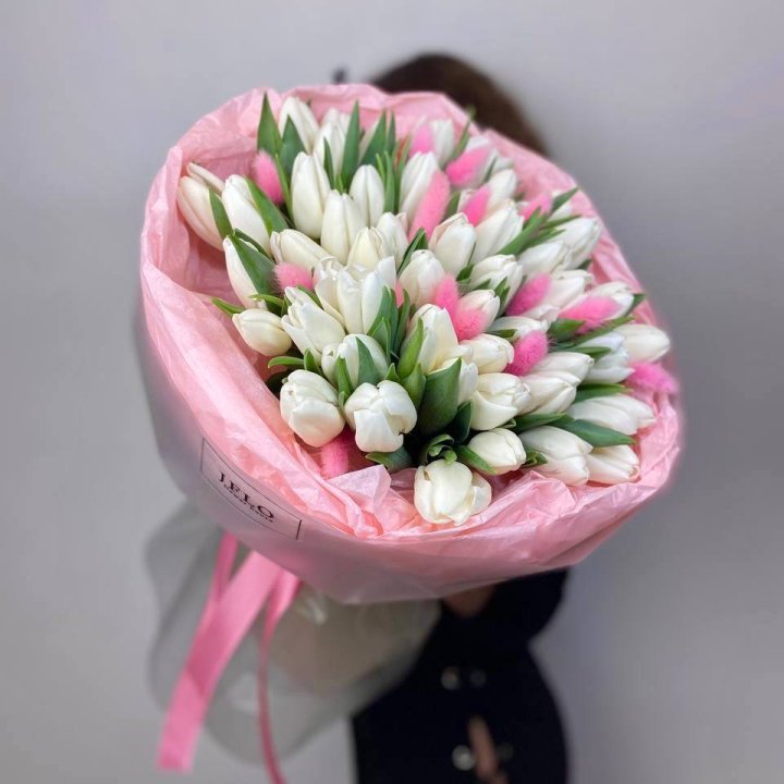 51 белый тюльпан "Рози" в Омске