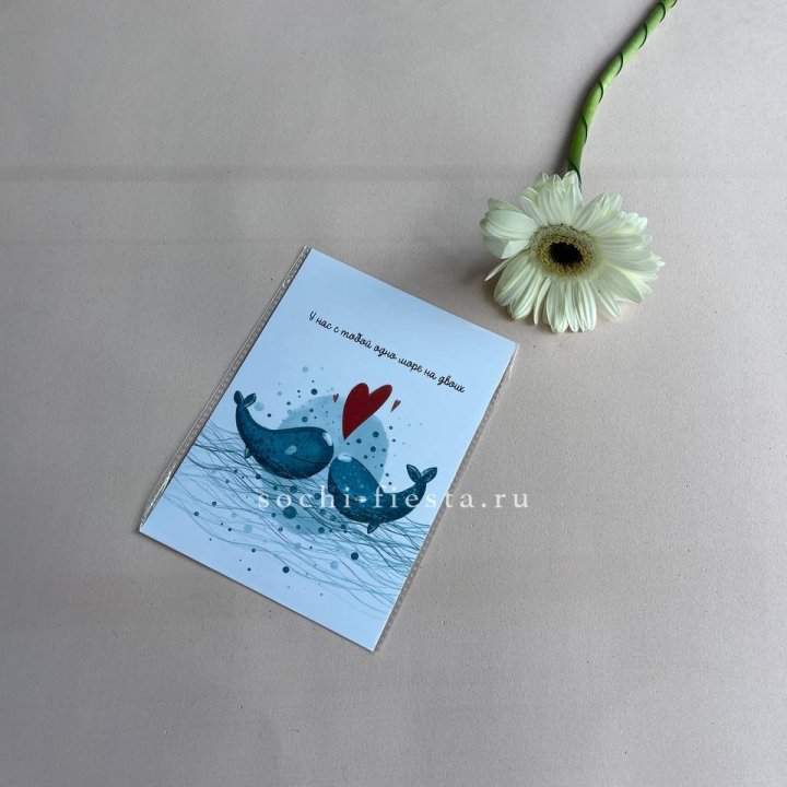 Открытка к букету "У нас с тобой одно море на двоих" в Омске