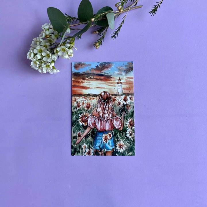 Открытка к букету "Подсолнух" в Омске