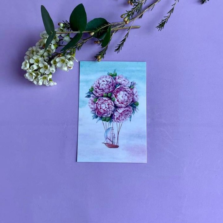 Открытка к букету "Пион" в Омске
