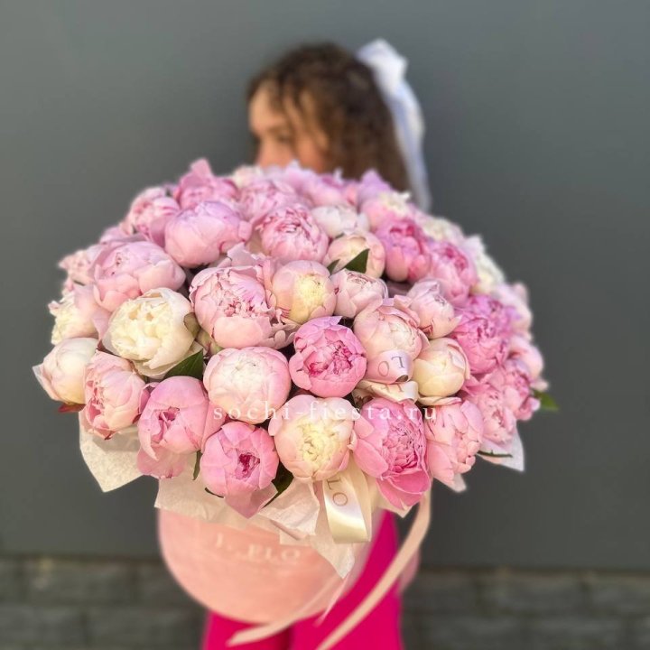 51 нежных пионов  в цилиндре в Омске