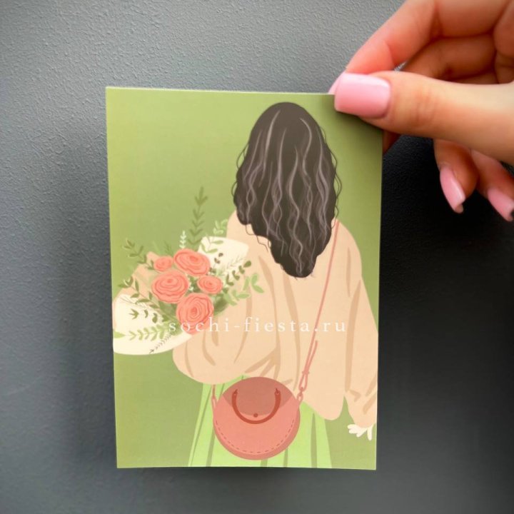 Открытка к букету "Потрясающая девушка" в Омске