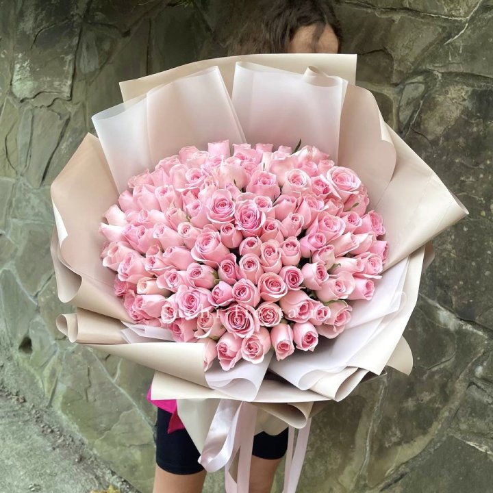 101 нежно-розовая роза Каролина  в Омске