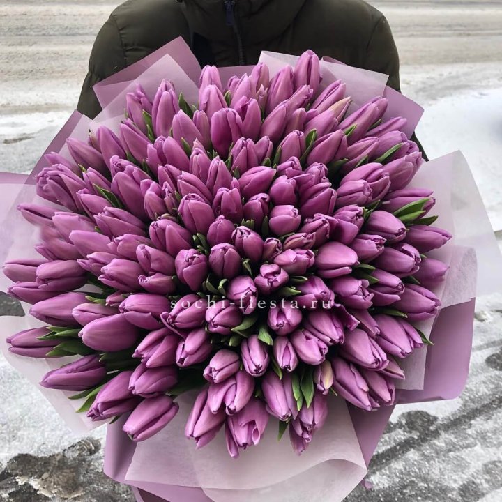 101 сиреневый тюльпан в Омске