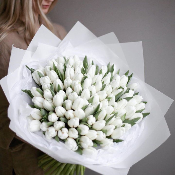 101 белый тюльпан в Омске
